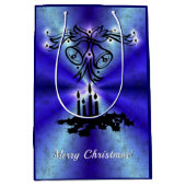 Bell, Candle, Christmas Artdeco auf Blue Rainbow Mittlere Geschenktüte (Vorderseite)