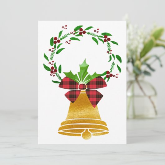 Bell Christmas Flat Karte (Stehend Vorderseite)