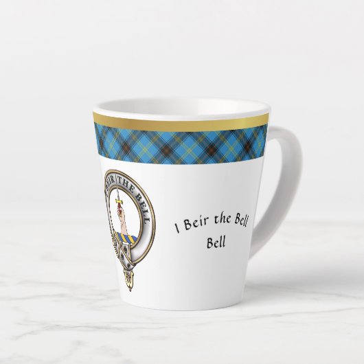 Bell Clan Abzeichen Tartan & Motto Milchtasse (Rechte Ecke)