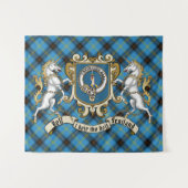 Bell Clan Abzeichen & Unicorns mit Tartan Wandteppich (Vorderseite (Horizontal))