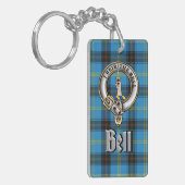 Bell Clan Badge/Tartan Rectangle Schlüsselanhänger (Vorderseite links)