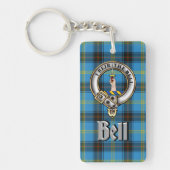 Bell Clan Badge/Tartan Rectangle Schlüsselanhänger (Vorderseite)