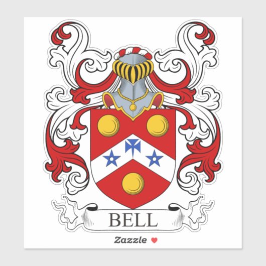 Bell Familienwappen Aufkleber (Blatt)