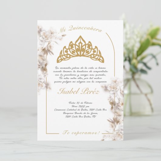 Bell Frame Quinceañera Einladung Spanisch (Stehend Vorderseite)