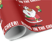 Bell-Klingeln schwarzer Weihnachtsmann Geschenkpapier (Rolleneckpunkt)