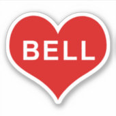 BELL NAME Red Liebe Heart Vinyl Sticker (Vorderseite)