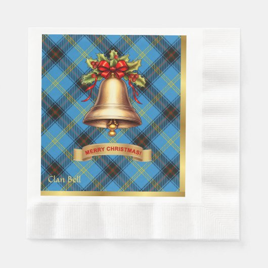 Bell Personalisiert Tartan Christmas Serviette (Vorderseite)