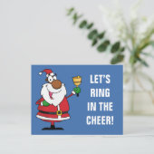 Bell Ringing Black Santa Claus Feiertagspostkarte (Stehend Vorderseite)