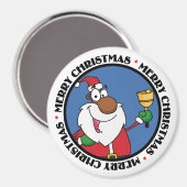 Bell Ringing Black Santa Claus Magnet (Vorderseite/Rückseite)