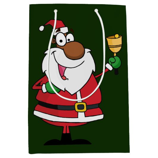 Bell Ringing Black Santa Claus Mittlere Geschenktüte (Vorderseite)