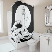 Bell Rock Leuchtturm schwarz-weiß Duschvorhang (Beispiel)