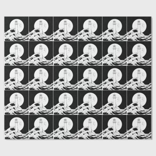 Bell Rock Leuchtturm schwarz-weiß Geschenkpapier (Flach)