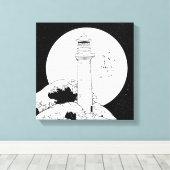 Bell Rock Leuchtturm schwarz-weiß Leinwanddruck (Insitu (Holzboden))