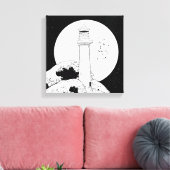 Bell Rock Leuchtturm schwarz-weiß Leinwanddruck (Insitu (Wohnzimmer))