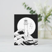 Bell Rock Leuchtturm schwarz-weiß Postkarte (Stehend Vorderseite)