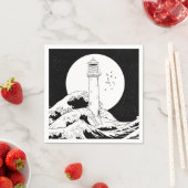 Bell Rock Leuchtturm schwarz-weiß Serviette (Beispiel)