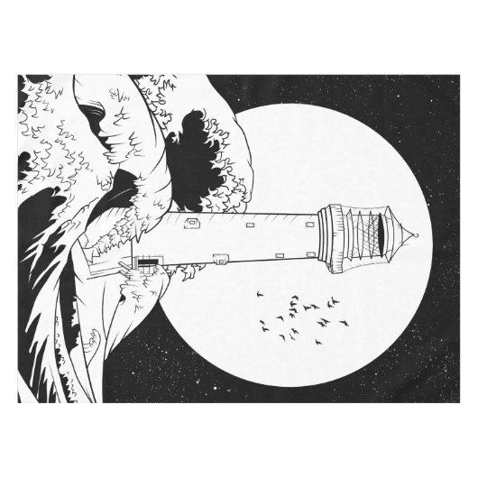 Bell Rock Leuchtturm schwarz-weiß Tischdecke (Vorderseite (Horizontal))