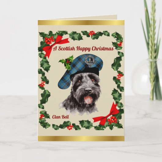 Bell Scottie Dog Personalisiert Xmas Karte (Vorderseite)