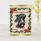 Bell Scottie Dog Personalisiert Xmas Karte (Gelbe Blume)