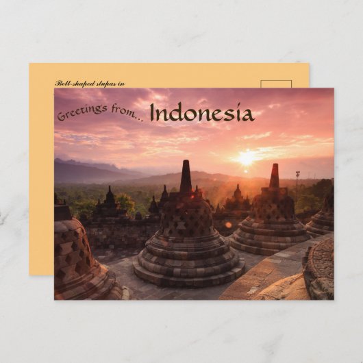 Bell Shaped Stupas in Borobudur Indonesien Postkarte (Vorne/Hinten)