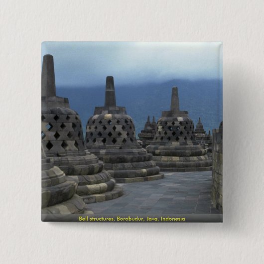 Bell-Strukturen, Borobudur, Java, Indonesien Button (Vorderseite)