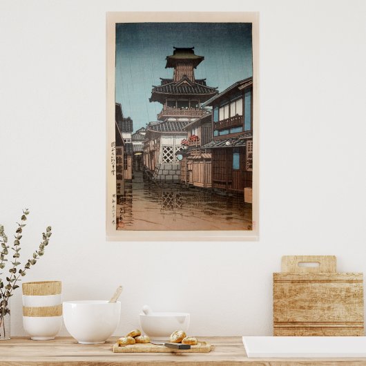 Bell Tower in Tokama Hasui Kawase Shin Hanga Poster (Küche)