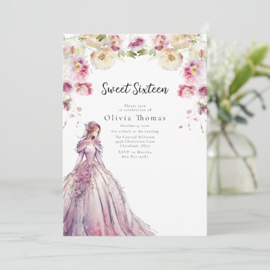 BELLA - 16 . Geburtstag Einladung (Stehend Vorderseite)