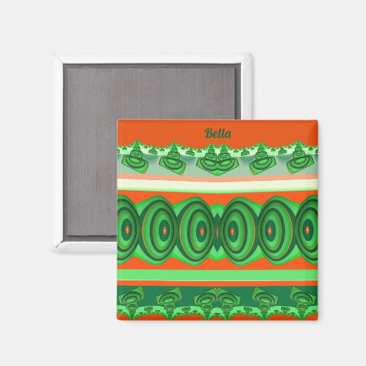 BELLA ~ 3D Fraktal Design rot-weiß ~ Magnet (Vorderseite/Rückseite)