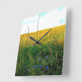 Bella Blue - Chicory Quadratische Wanduhr (Winkel)