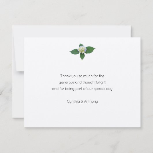 Bella Blue Hydrangea Floral Flor Flat Vielen Dank (Rückseite)