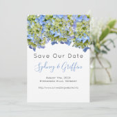 Bella Blue Hydrangea Rette unsere Date Flat Cards (Stehend Vorderseite)