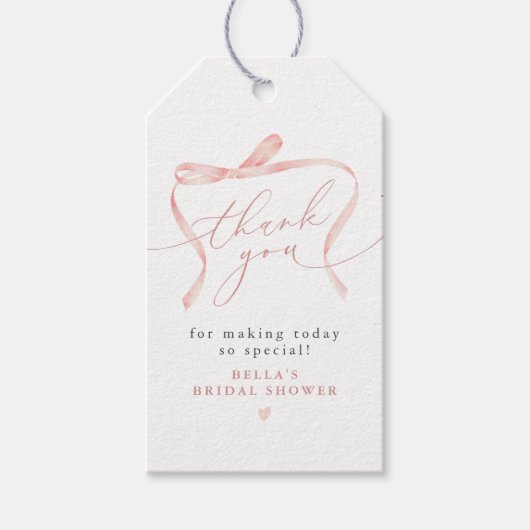 BELLA Blush Bow Sie bindet den Knoten an Danke Geschenkanhänger (Vorderseite)