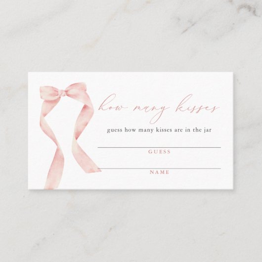BELLA Blush Bow Tying the Knot Kisses für Mrs. Visitenkarte (Vorderseite)