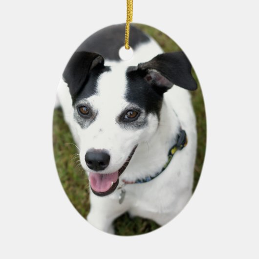 Bella der Rettungs-Hund Keramikornament (Vorne)