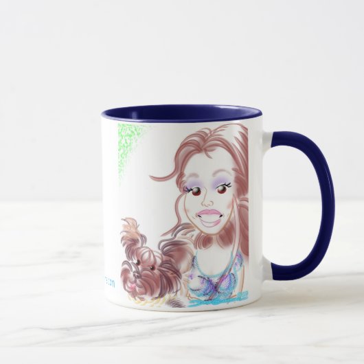 Bella die verrückte Yorkie Baby-Karikatur-Tasse Tasse (Rechts)