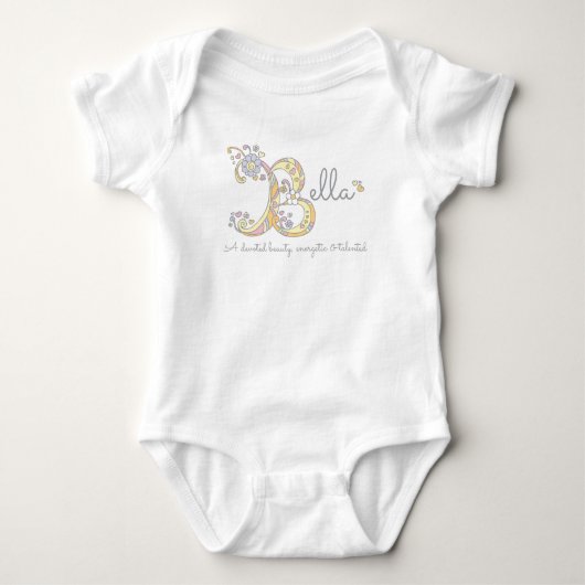 Bella Girls B Name bedeutet monogramm Babykleidung Baby Strampler (Vorderseite)