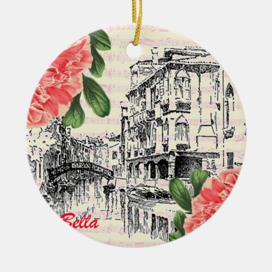 Bella Italien Pfingstrose Keramik Ornament (Vorne)