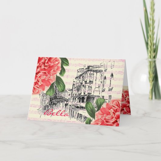 Bella Italy peony Greeting Card Karte (Vorderseite)