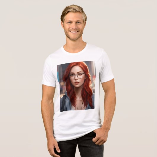 Bella+Leinwand Tri-mix T - Shirt, weiß, Erwachsene Tri-Blend Shirt (Vorderseite voll)