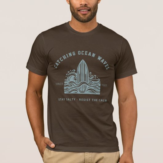 Bella Leinwand Vintag Surfboard & Wave T-Shirt (Vorderseite)