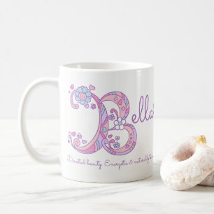 Bella Name bedeutet Herz-Blume-B-Monogramm-Tasse Kaffeetasse