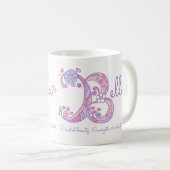Bella Name bedeutet Herz-Blume-B-Monogramm-Tasse Kaffeetasse (VorderseiteRechts)