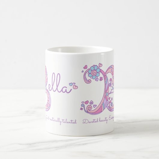 Bella Name bedeutet Herz-Blume-B-Monogramm-Tasse Kaffeetasse (Mittel)
