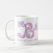 Bella Name bedeutet Herz-Blume-B-Monogramm-Tasse Kaffeetasse (Links)