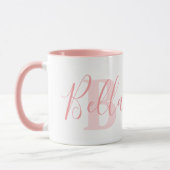Bella-Name Bedeutung und Monogramm weicher rosa Te Tasse (Links)