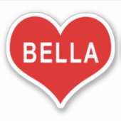 BELLA NAME Red Liebe Heart Vinyl Sticker (Vorderseite)