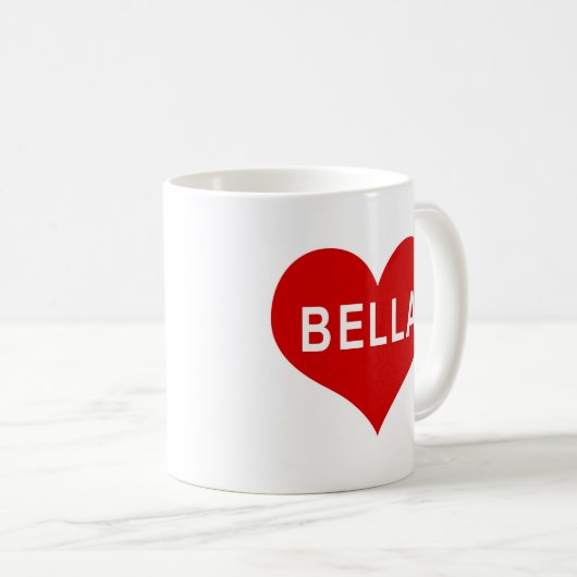 BELLA NAME Red Liebe Herz Kaffeetasse (VorderseiteRechts)