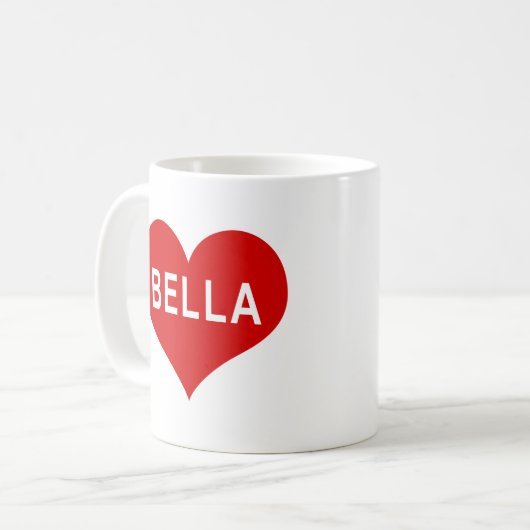 BELLA NAME Red Liebe Herz Kaffeetasse (Vorderseite Links)
