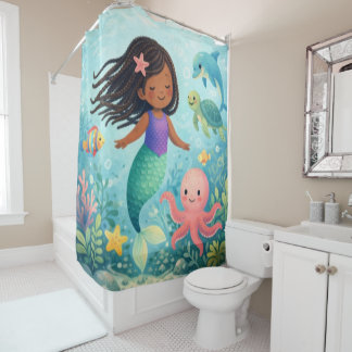 Bella the Mermaid & Friends Shower Curtain Duschvorhang