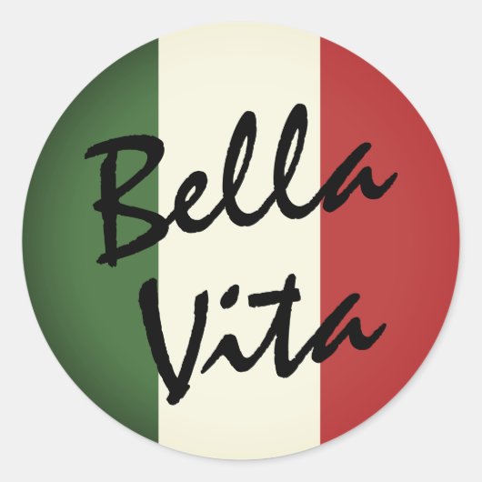 Bella Vita Aufkleber für die italienische Flagge (Vorderseite)